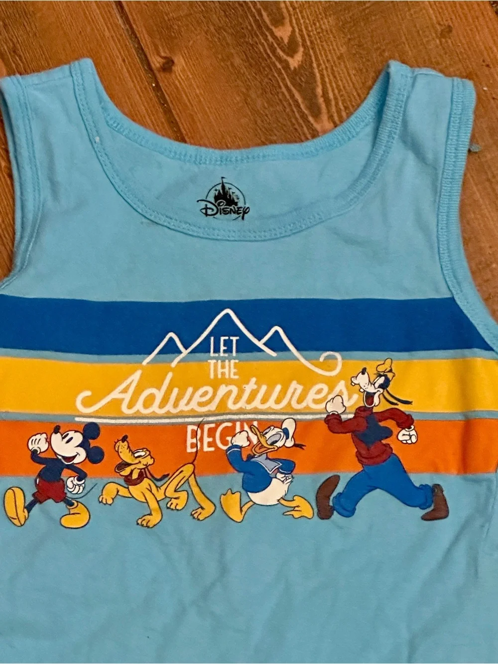 Disney Light Blue Striped 'Let The Adventure Begin' Kids Tank